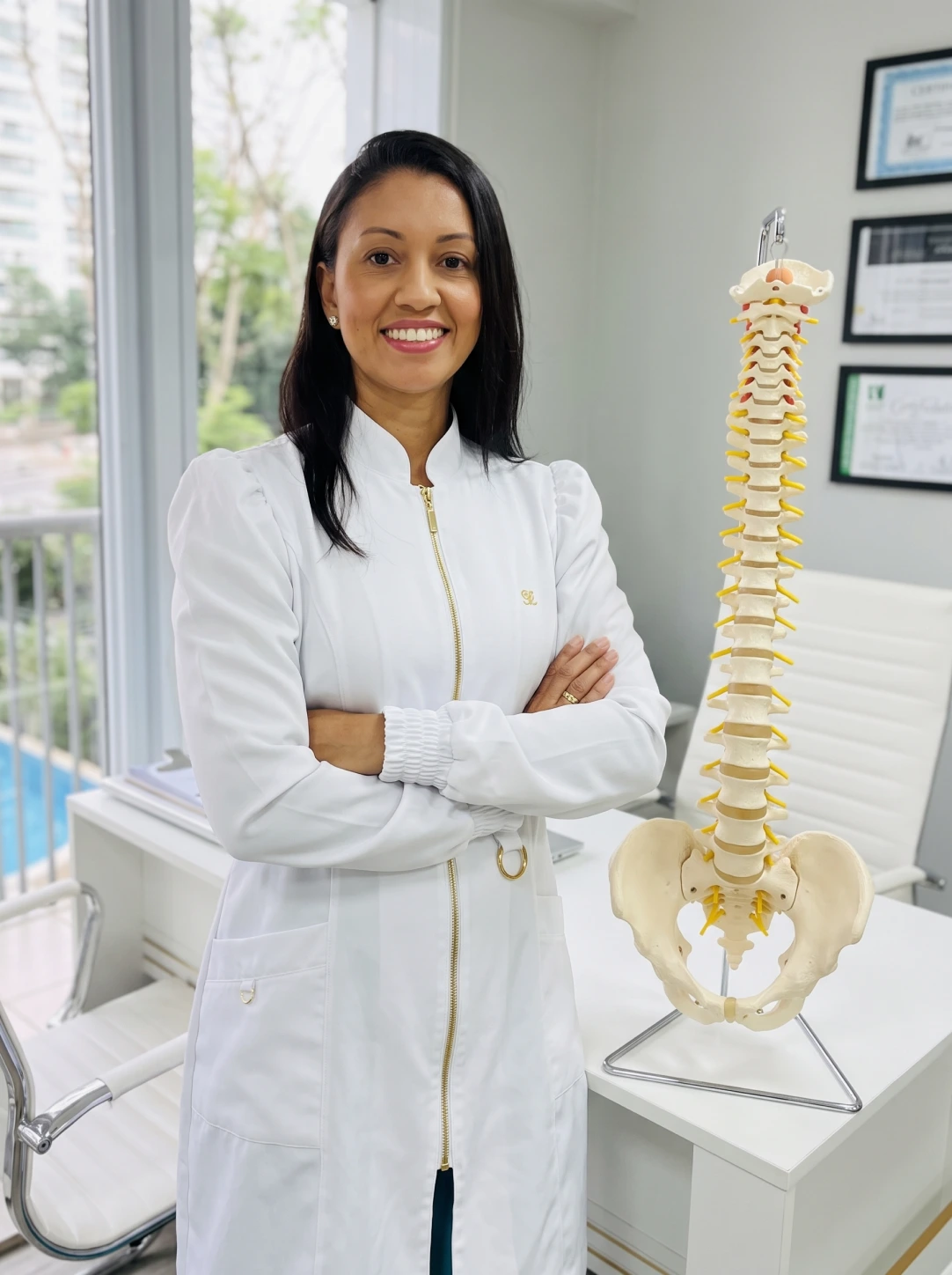 Modelo anatômico da coluna vertebral no consultório